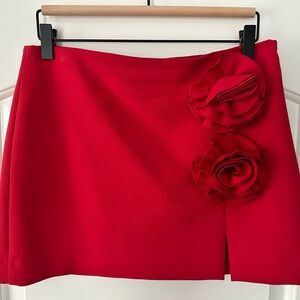 MANGO Red Skirt With Floral Accents